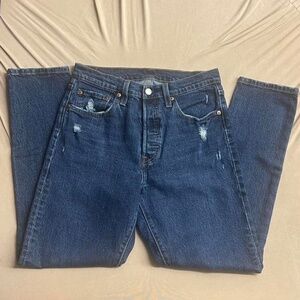 Levi's Women's Blue and Navy 501 Jeans